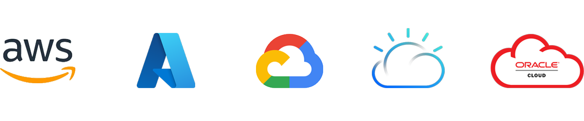 Major Cloud Provider Logos: AWS, Azure, GCP, IBM Cloud, Oracle Cloud